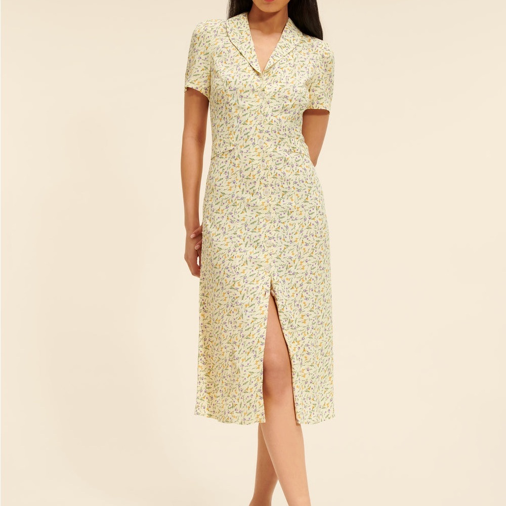 Rouje Yellow and Purple Maxi Sundress with Cowl Neck